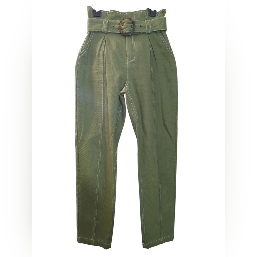 Whiteroom + Cactus Women Olive Green Belted Pants Size Xs